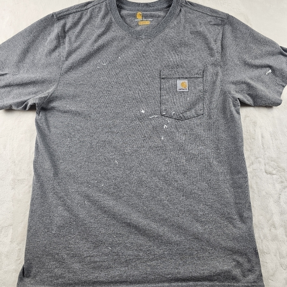 Carhartt Gray Shirt Large L Men’s Tee Shirt paint splatter detail
